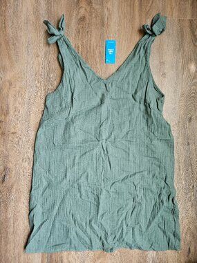Cupshe 100% cotton women's beach swim cover up dress size small green NWT